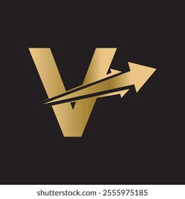 Initial Arrow Logo combine with letter V vector template