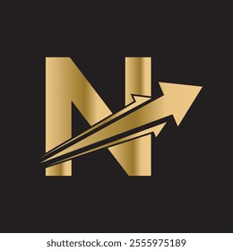 Initial Arrow Logo combine with letter N vector template
