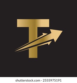 Initial Arrow Logo combine with letter T vector template
