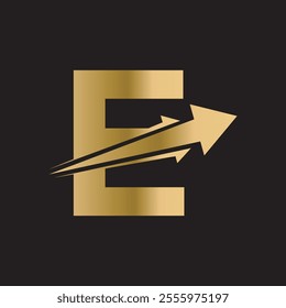 Initial Arrow Logo combine with letter E vector template