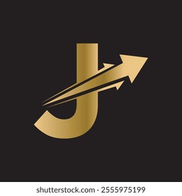 Initial Arrow Logo combine with letter J vector template