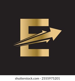 Initial Arrow Logo combine with letter E vector template