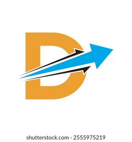 Initial Arrow Logo combine with letter D vector template