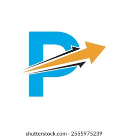 Initial Arrow Logo combine with letter P vector template