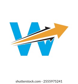 Initial Arrow Logo combine with letter W vector template