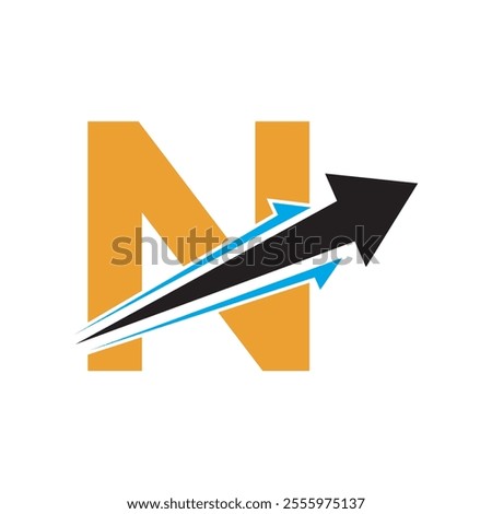 Initial Arrow Logo combine with letter N vector template