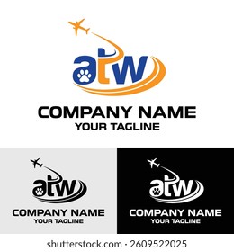 Initial ATW letter, animal transportation vector logo design template