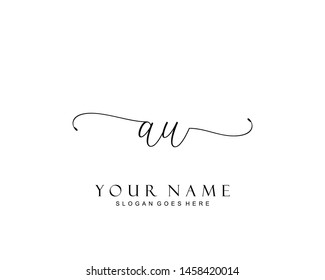 Initial AU beauty monogram and elegant logo design, handwriting logo of initial signature, wedding, fashion, floral and botanical with creative template.