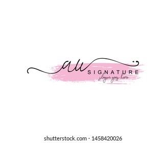 Initial AU beauty monogram and elegant logo design, handwriting logo of initial signature, wedding, fashion, floral and botanical with creative template.