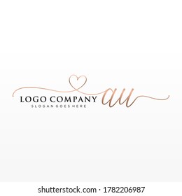 Initial AU beauty monogram and elegant logo design, handwriting logo of initial signature, wedding, fashion, floral and botanical with creative template.	

