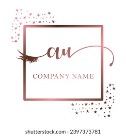 Initial AU calligraphy company eye and eyelash handwriting