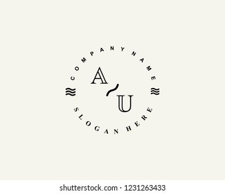 Initial AU circle retro template vector