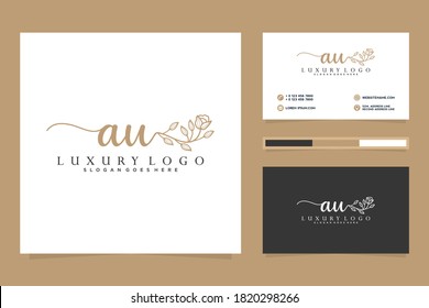 Erstmalige AU Feminine Logo-Kollektion mit Visitenkartenvorlage, Premium-Vektorgrafik.