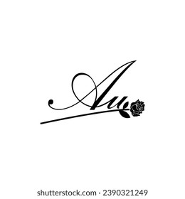 Initial AU handwriting flower typography ornament modern