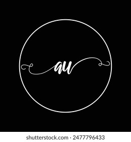 Initial AU letter handwriting monogram simple luxury