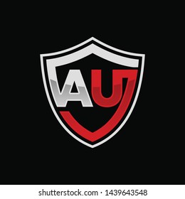 Initial AU shield logo template vector illustration