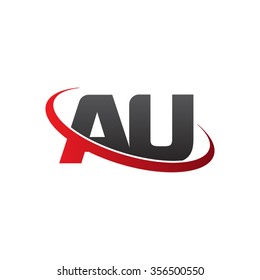 initial AU swoosh ring company logo red black