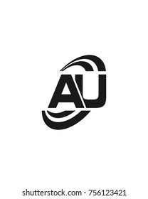 initial AU swoosh ring company logo black