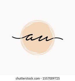Initial AU or A U beauty monogram and elegant logo design, handwriting logo of initial signature, wedding, fashion and botanical with creative template. brush concept - vector