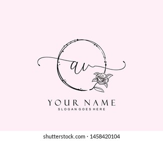 Initial AV beauty monogram and elegant logo design, handwriting logo of initial signature, wedding, fashion, floral and botanical with creative template.