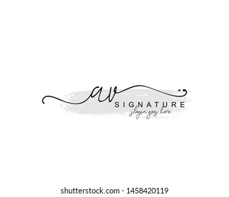 Initial AV beauty monogram and elegant logo design, handwriting logo of initial signature, wedding, fashion, floral and botanical with creative template.