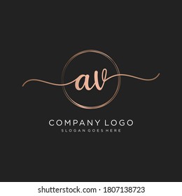 Monograma inicial de belleza AV y diseño elegante de logotipo, logotipo de escritura a mano de firma inicial, boda, moda, floral y botánica con plantilla creativa.