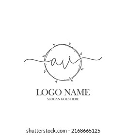 Monograma inicial de belleza AV y diseño elegante de logotipo, logotipo de escritura a mano de firma inicial, boda, moda, floral y botánica con plantilla creativa.