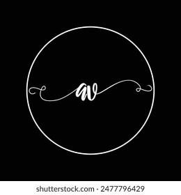 Initial AV letter handwriting monogram simple luxury