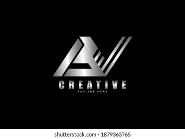 Initial AV letter Monogram Logo, silver color looks elegant and modern for a brand or company.