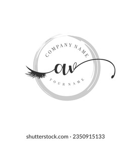Initial AV monogram eye and eyelash handwriting