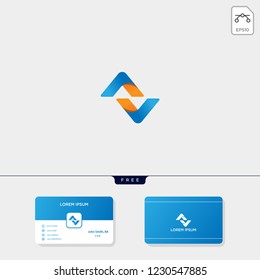 initial AV, A or N logo template for corporate vector illustration, business card design template include