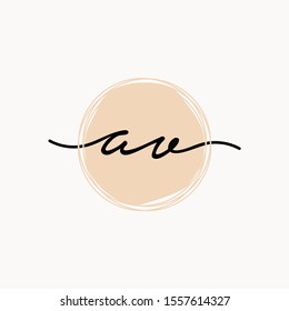 Initial AV or A V beauty monogram and elegant logo design, handwriting logo of initial signature, wedding, fashion and botanical with creative template. brush concept - vector