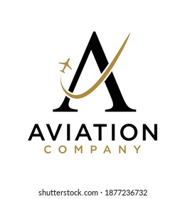 Initial A for aviation or Airplane icon vector illustration design Logo Template