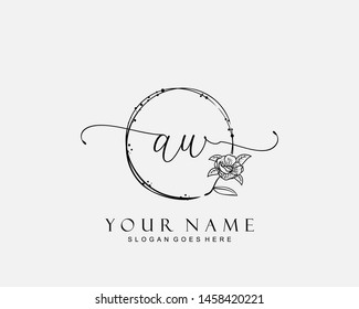 Initial AW beauty monogram and elegant logo design, handwriting logo of initial signature, wedding, fashion, floral and botanical with creative template.