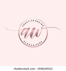 Monograma inicial de belleza AW y diseño elegante de logotipo, logotipo de escritura a mano de firma inicial, boda, moda, floral y botánica con plantilla creativa.