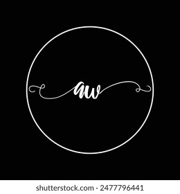 Initial AW letter handwriting monogram simple luxury