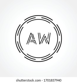 Initial-AW-Letter-Logo mit Vorlage für kreative Typografie-Vektorillustration. Design des Logos für abstrakte Technologie-Circle Letter AW
