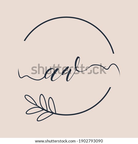 Initial AW logo Handwriting floral and botanical vector