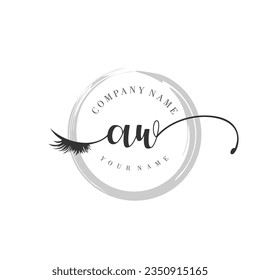 Initial AW monogram eye and eyelash handwriting