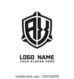 Initial AX abstract shield logo template vector