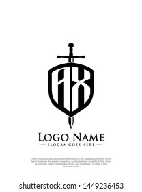 initial AX letter with shield style logo template vector