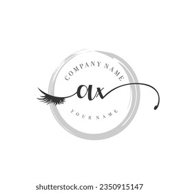 Initial AX monogram eye and eyelash handwriting
