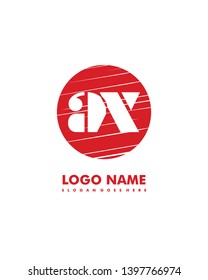 Initial AX negative space logo with circle template