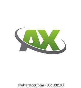 initial AX swoosh ring company logo green gray