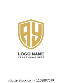 Initial AY abstract shield logo template vector