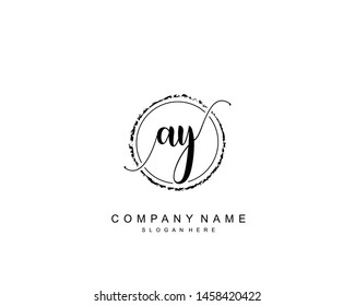 Initial AY beauty monogram and elegant logo design, handwriting logo of initial signature, wedding, fashion, floral and botanical with creative template.