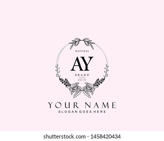 Monograma de belleza AY inicial y diseño elegante de logotipo, logo de escritura a mano de firma inicial, boda, moda, floral y botánica con plantilla creativa.