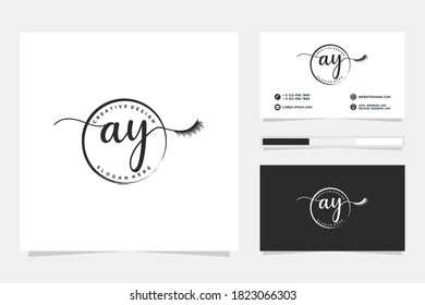 Colecciones iniciales del logotipo femenino AY y plantilla de tarjetas de visita Premium Vector
