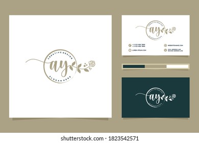 Colecciones iniciales del logotipo femenino AY y plantilla de tarjetas de visita Premium Vector