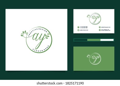 Colecciones iniciales del logotipo femenino AY y plantilla de tarjetas de visita Premium Vector
